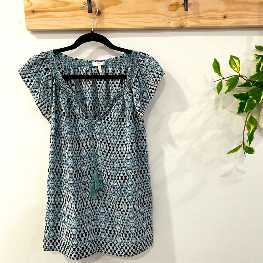 Joie Blue and Black Patterned Blouse